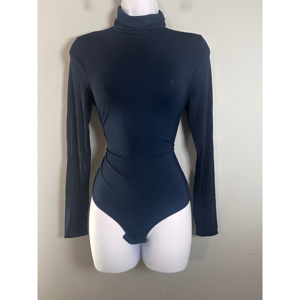 J.Crew 365 Navy Blue Long Sleeve Turtleneck Bodysuit Small Slim Fit Minimalist